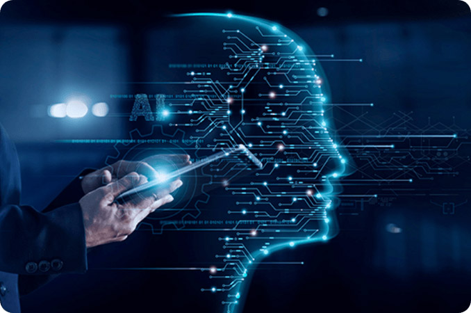 AI（LLM／大規模言語モデル）のような大容量データ処理のイメージ
